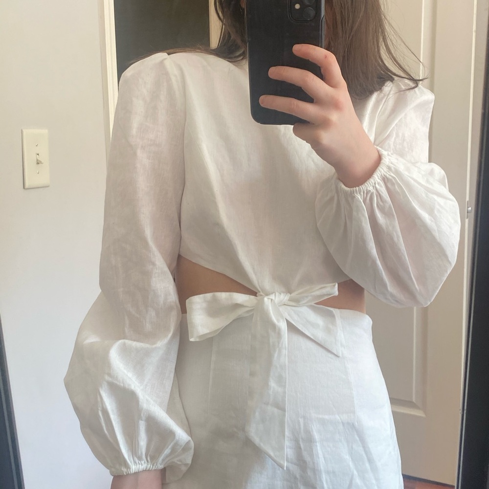 Zimmerman Zinnia Bow Cutout Short Dress White - Picture 7 of 16